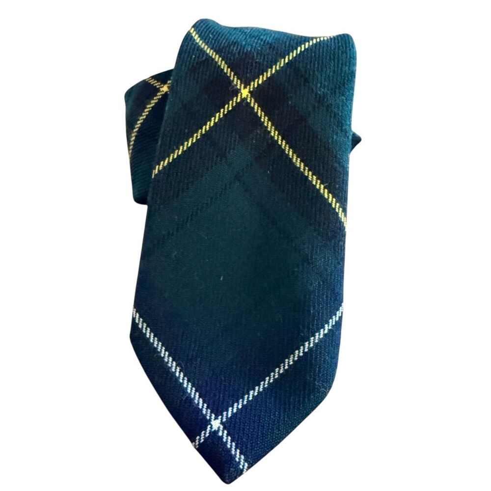Scotch House Henderson Wool Tartan Plaid Neck Tie Blue Green Lochcarron
